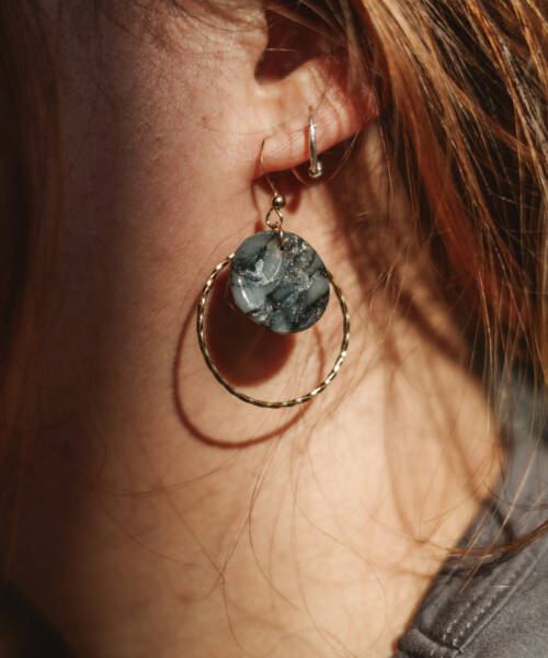 - imageBoucles d’oreilles Jupiter – Noir