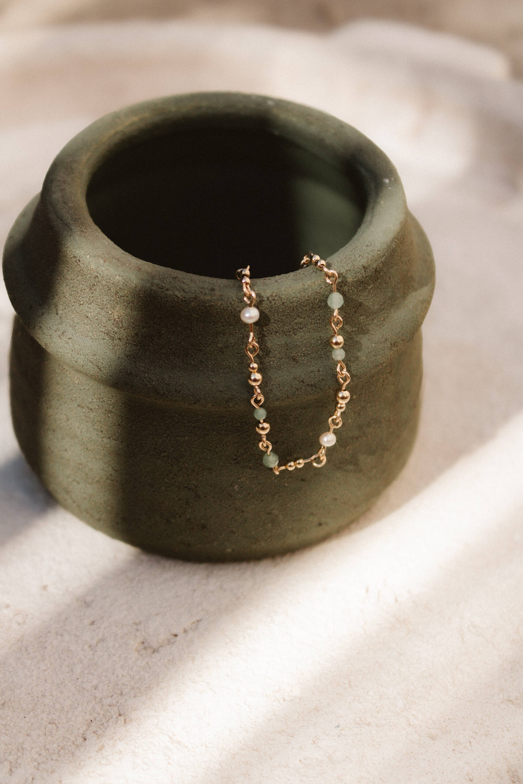Bracelet chaine avec 1 perle - Aura